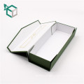 Cartón plegable de color verde dorado oscuro logo estampado caja plegable regalo